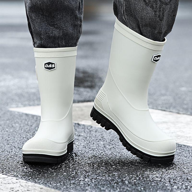 Men's PVC Mid-Tube Work Rain Boot Waterproof Durable Non-Slip Farm Kitchen Shoe for Men
