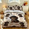 3pcs Cartoon Cute Sausage Dog Print Coreless Duvet Cover Set Multi Size Comfortable Bedroom Bedding Decoration Machine Washable
