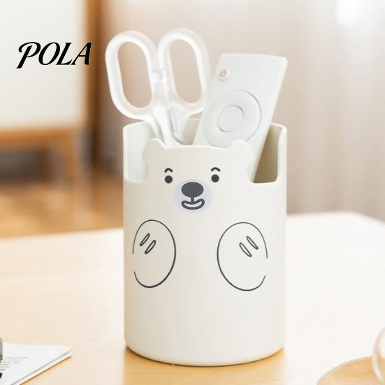 Desk Organizer Cute Bear 2-in-1 Pen Holder & Phone Stand, Macaron Colors Organizer, Large Capacity Storage for Pens Makeup Brushes Scissors