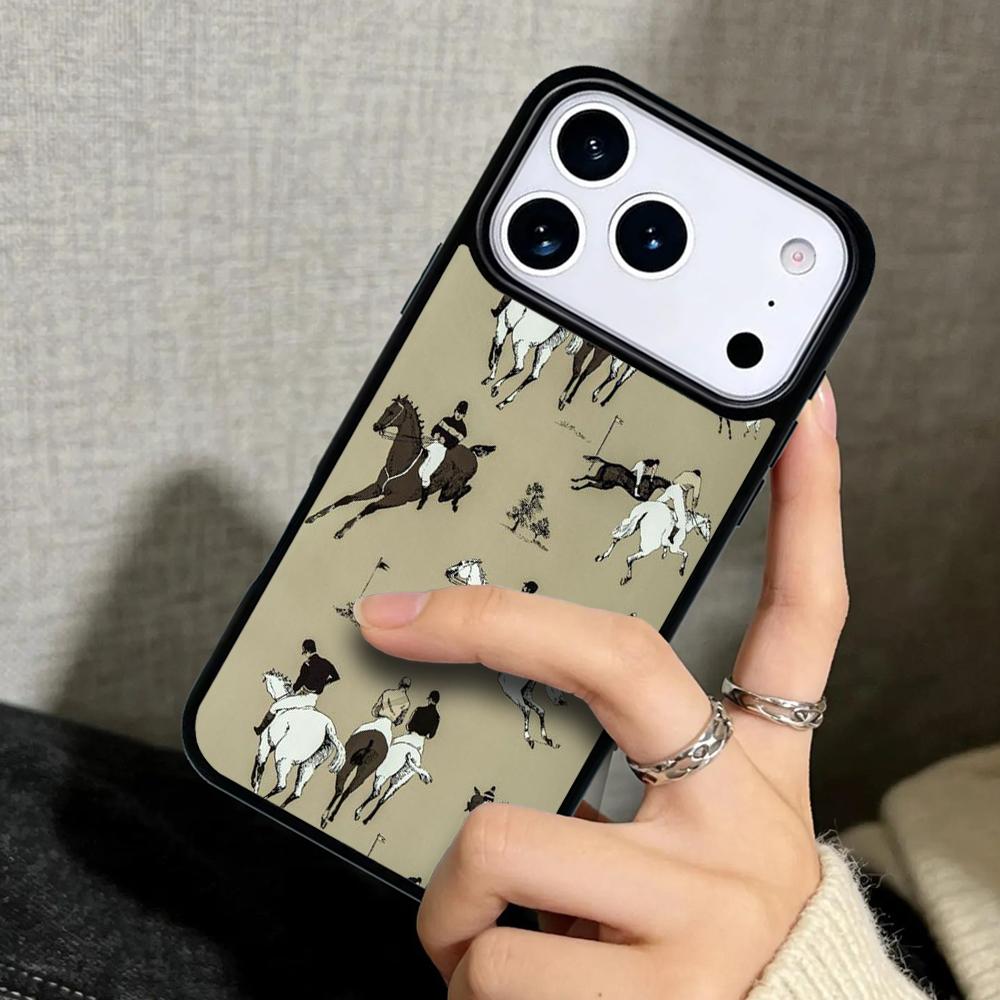Чехол Case для iPhone 17 Air 16 Pro Max 15 Plus 11 13 Mini 14 12 Задняя крышка телефона Коллаж с узором Лошади iPhone 14 Pro Max