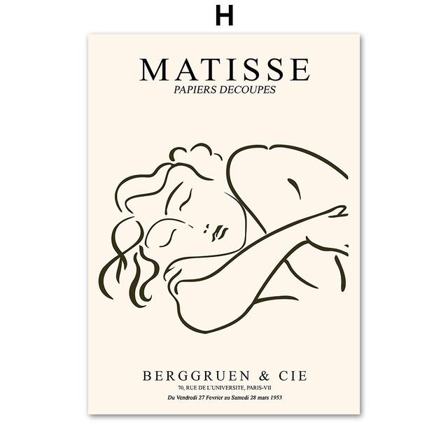 Matisse Art Poster Canvas Painting Abstract Line Art Wall Art Prints Minimalist Home Room Decor Interior Decor Pictures No Frame