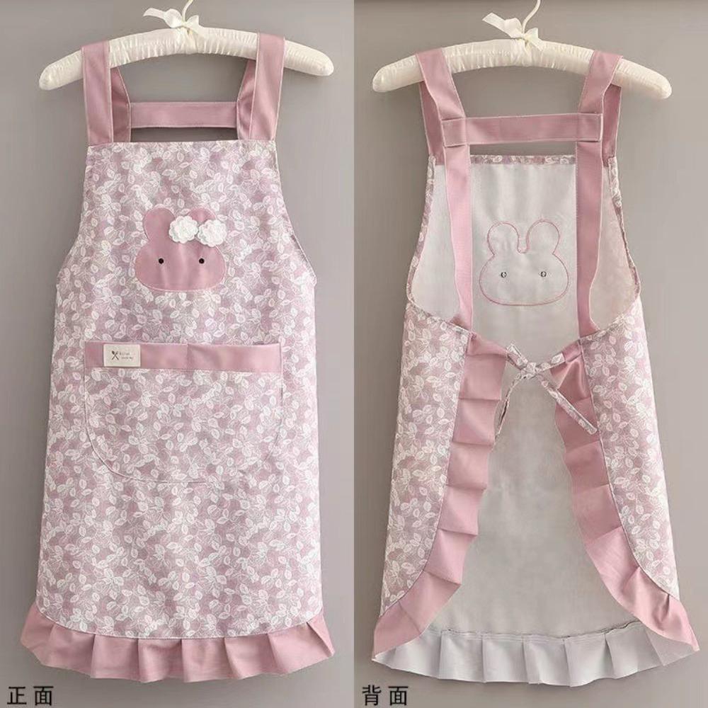 Floral Style Kitchen Cooking Apron Stain-proof Catering Waist Apron Household Work Apron Adult
