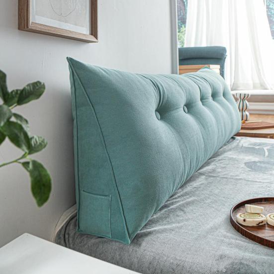 Headboard Wedge Pillow Triangular Headboard Cushion With Side Pocket Bed Bolster Pillow