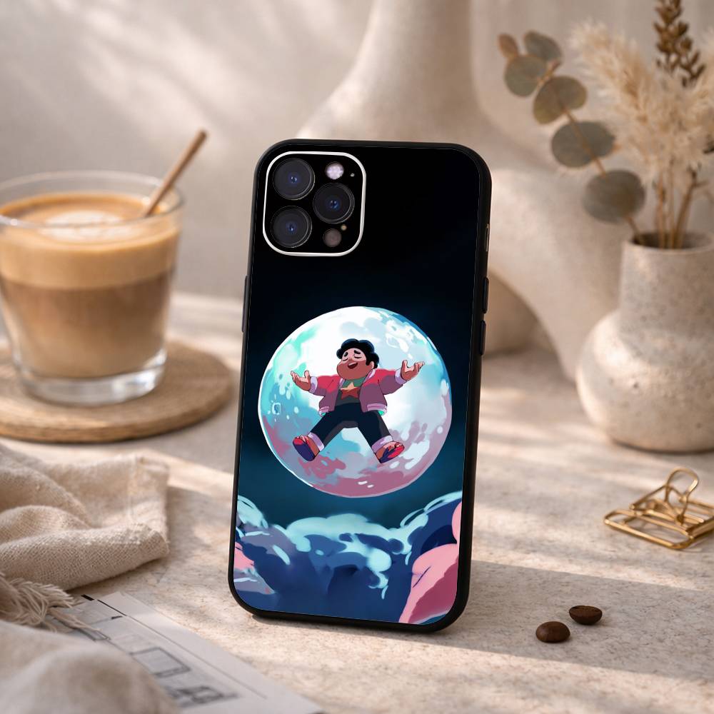 Cartoon S-Steven U-Universe Anime Phone Case For iPhone17 16 15 14 13 12 11 Pro Max Plus,5G Soft Black Case iPhone14Plus