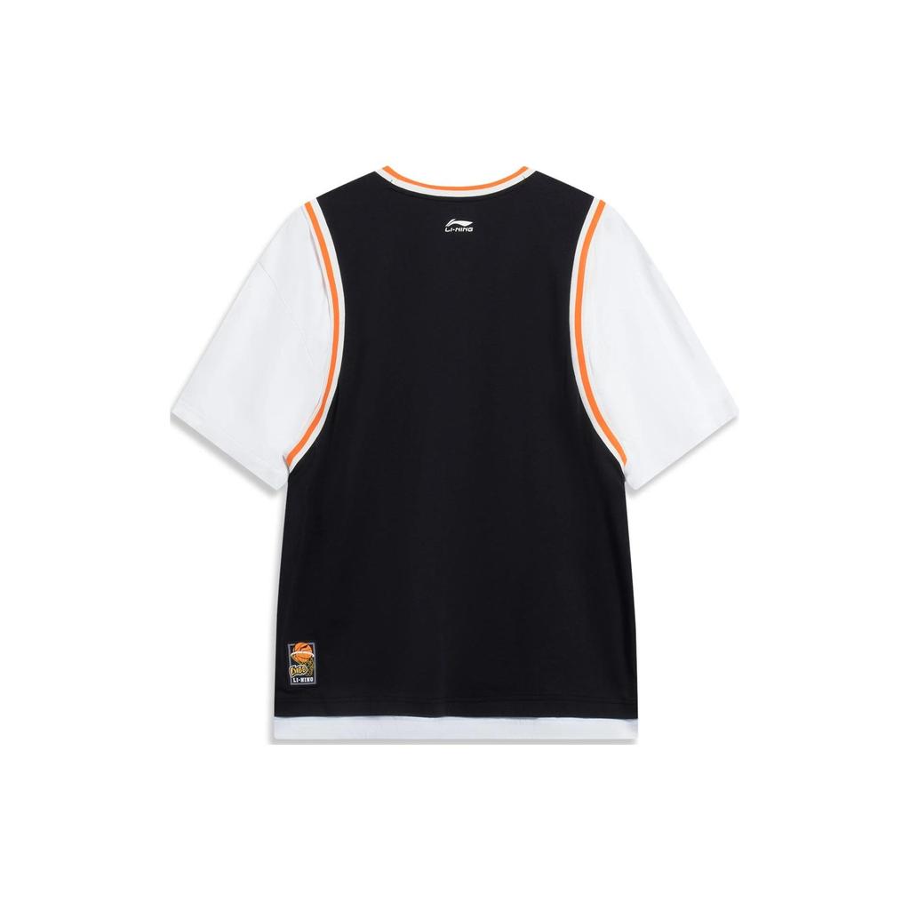 Li-Ning Sports Life Series Color Block Crew Neck T-Shirt Unisex Tops Black AHST573-1