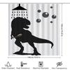 Stylish T-Rex Shower Curtain Set For Bathroom Decor Black Silhouette Design With Bubble Pattern