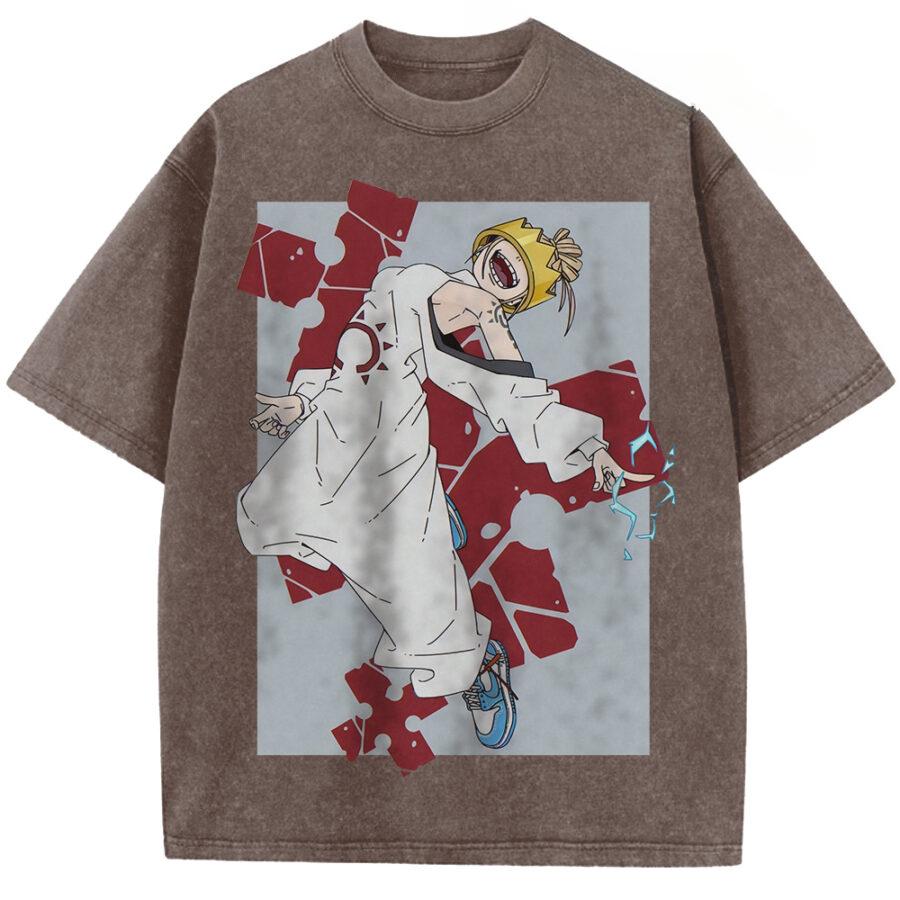 

Hot Anime Fire Force Haumea Print T-shirt Men Women Short Sleeve Clothing Cotton Tshirt Retro Washed T Shirt Male Manga Tops XXL коричневий