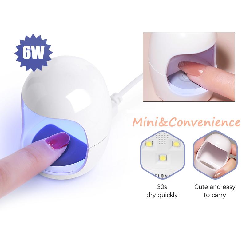 6W Egg Shape Uv Nail Lamp Dryer Mini Single Finger Egg Potherapy Machine Fast Drying Portable Varnish Cured Manicure Tools