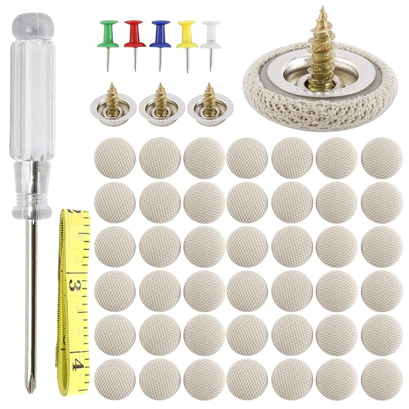 HighFree 60 Set Of Automotive Car Roof Headliner Repair Button P Kit, Universal Auto Roof Snap Rivets Retainer For Car Roof Fixed, With Tallation Grey Beige Grid