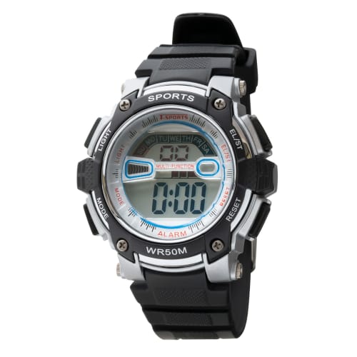 Klefer Men's Digital Watch, Waterproof, Stopwatch, Urethane Strap, Black, TS-D155-SV