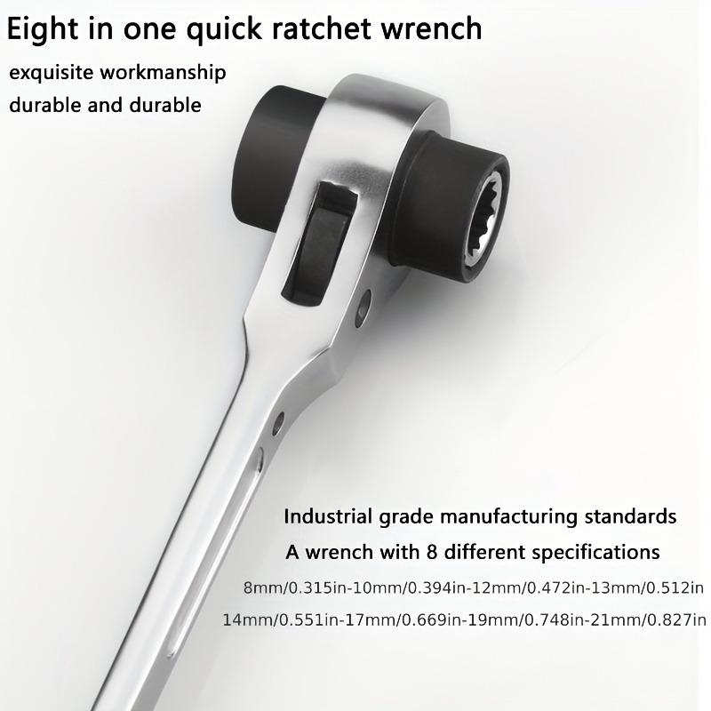 1pc 8 in 1 Dog Bone Ratchet Wrench Set, Double-Sided Automatic, Adjustable Steel, Multifunctional, Very Useful, for Easy Work