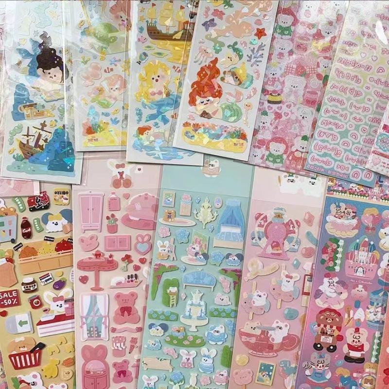 100 Sheets Cartoon Collage Laser Student Diy Decorative Scrapbooking Journals Stationery Supplies Kawaii Handbook Stickers