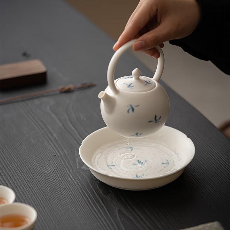 

Керамический поднос для сухой чайной церемонии «Осенняя орхидея», расписанный вручную