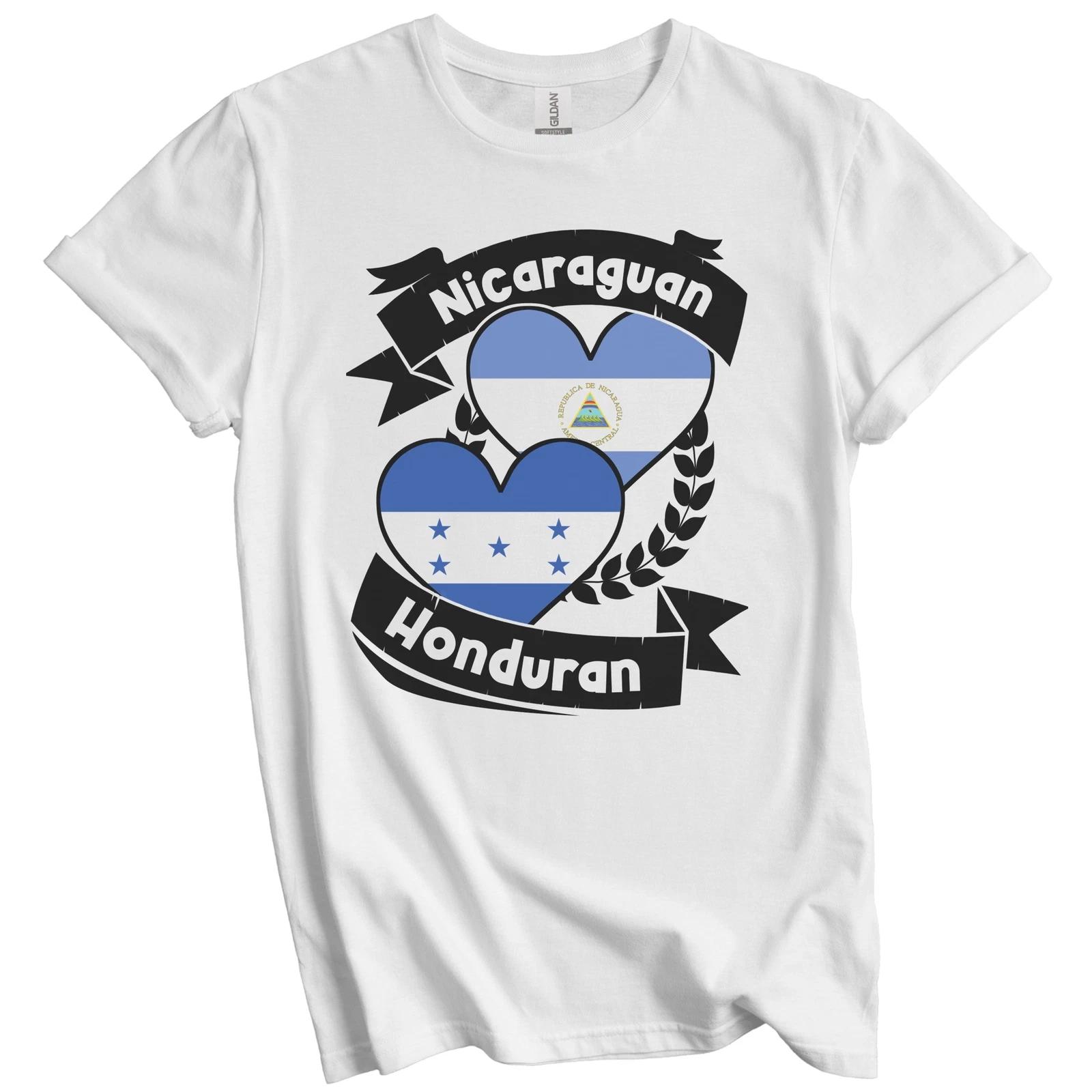 Nicaraguan Honduran Heart Flags Nicaragua Honduras T-Shirt 3XL