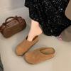 Papuci Boken retro din piele mată, cu un singur pedal, pentru femei, noi de toamnă 2024, anti-alunecare, casual, cu vârf acoperit, papuci jumătate