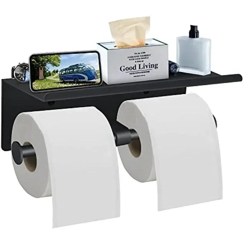 Household Convenience 2-in-1 Multifunctional Bathroom Storage Rack Stainless Steel Wall Mounted Tissue Bathroom Storage Rack