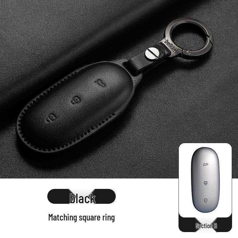 Key Protective Cover for Ideal L6-L9: Genuine Leather, Car Use, Keyring-Compatible Bag