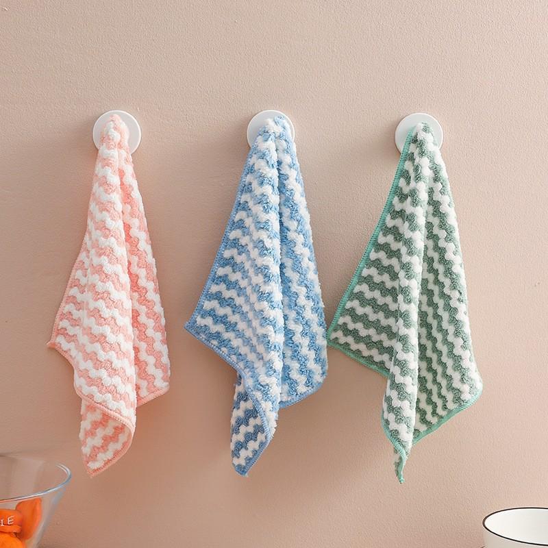Absorbent Coral Fleece Wavy Dishcloth - Non-Stick, Thickened Kitchen Towel