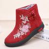 Women Winter Autumn Embroidered Short Boots Warm, Non Slip, Cotton Shoes with Soft Soles for The Elderly - Ethnic Style