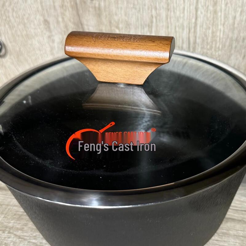 Fengshi 24cm Cast Iron Soup Pot with Glass Lid