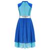 Kids Girls Color Block Dance Dress Mock Neck Sleeveless Tiered Wrapped Hem Praise Lyrical Dance Dress Dancewear