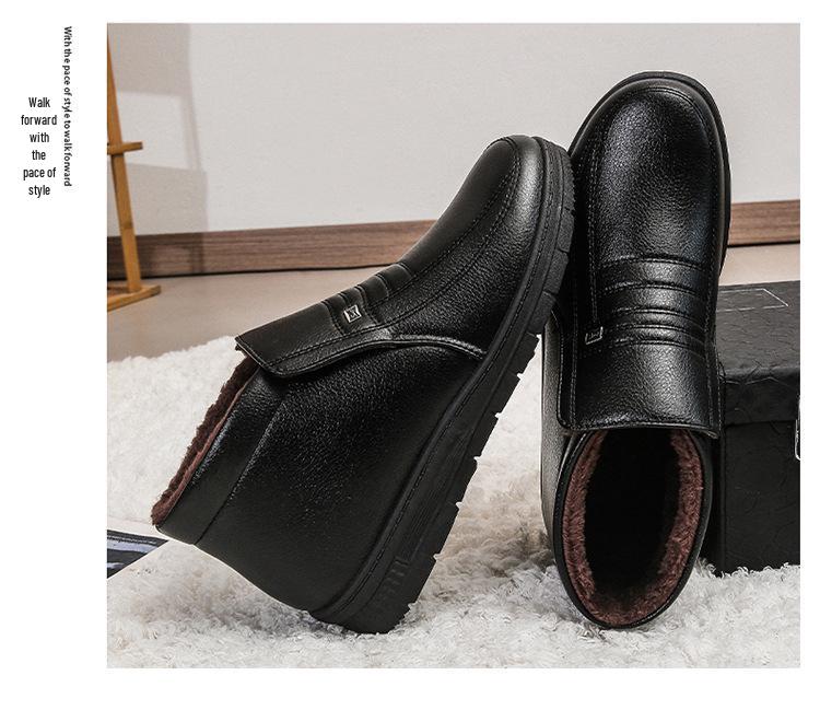 Men's Winter Non-Slip Slip-On Cotton Shoes for Middle-Aged & Elderly with Velvet Lining