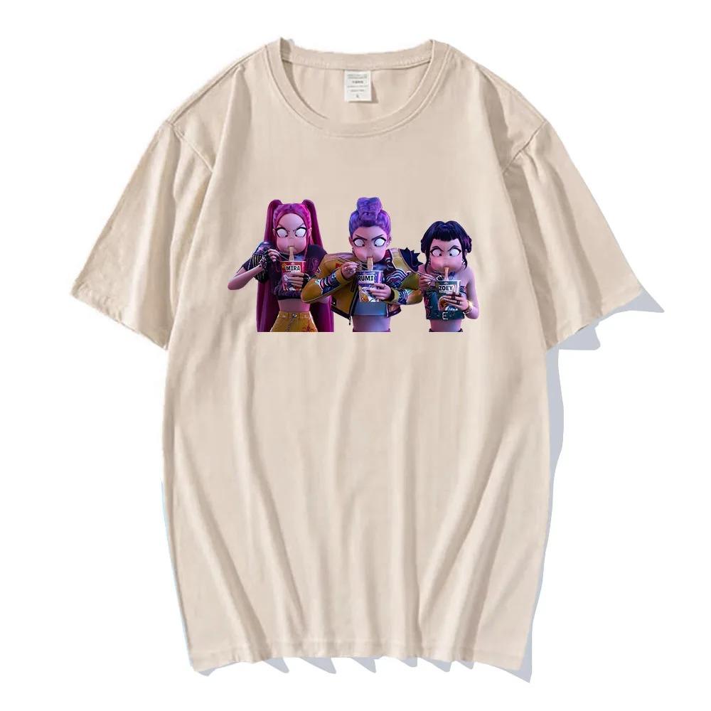 KPop Demon Hunter T-Shirt Summer Cotton Trend Loose T-Shirt Unisex Street Hip Hop Fashion Casual T-Shirt Oversized T-Shirt