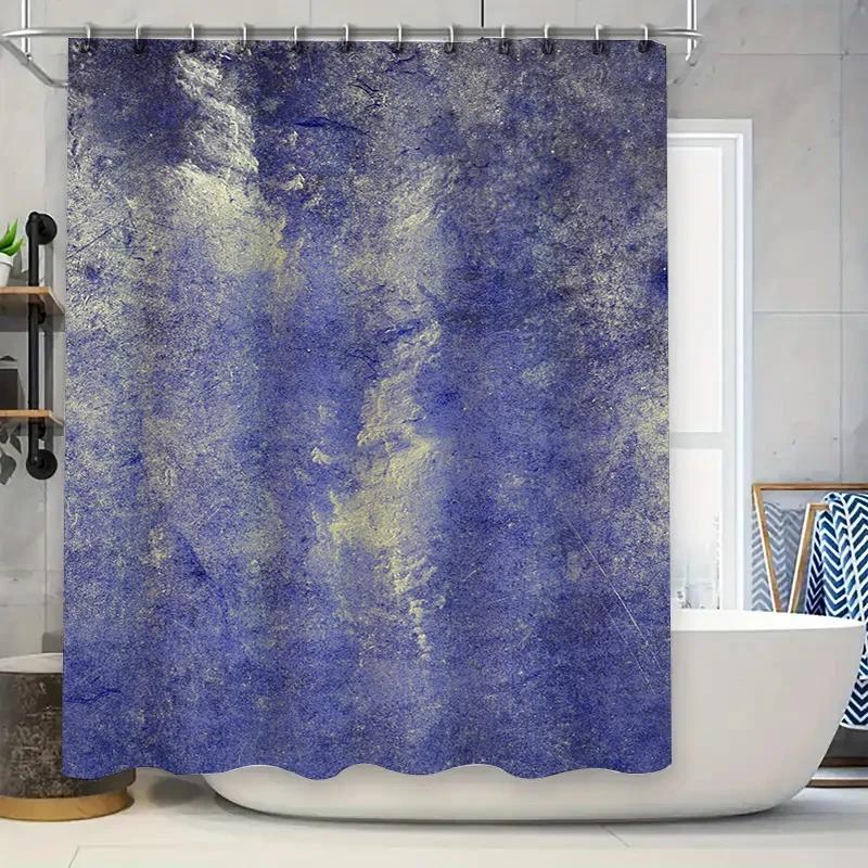 

Blue Yellow Grid Shower Curtain Waterproof Fabric for Bathroom Decor Easy Installation Hanging Rod Size Customizable for H W90XH180cm