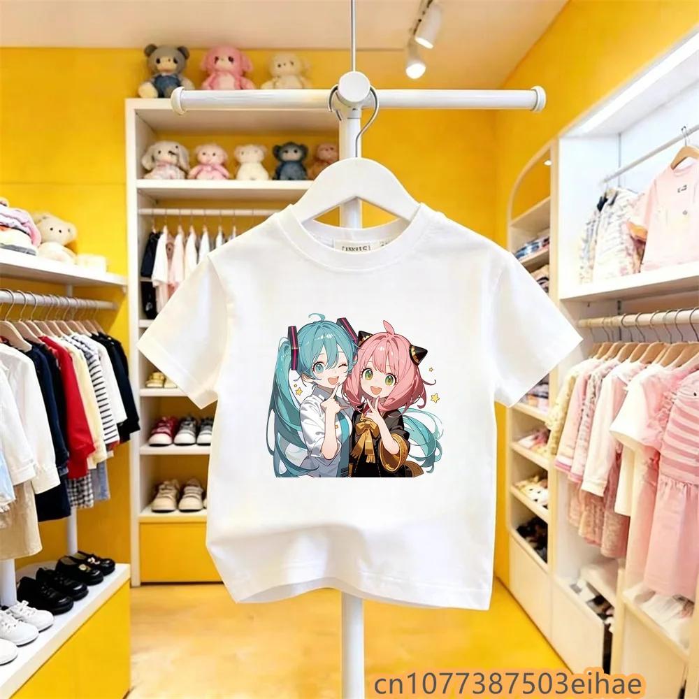 Hatsune Miku Future MIKU Line Collaboration Pure Cotton Short Sleeve Printed T Shirt New Casual Unisex Clothing For Boys Girls