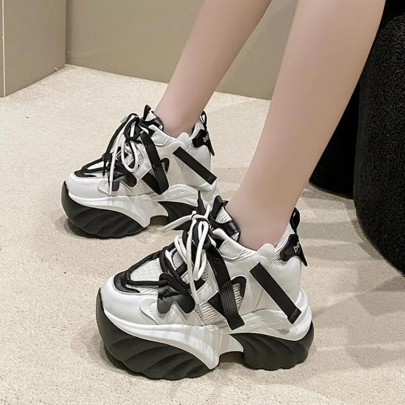 Fashion high-quality New Women Platform Sneakers Mesh Casual Chunky sneakers Heels Wedges Breathable Height Increasing Shoes Woman