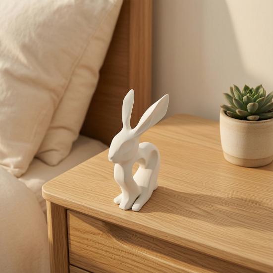 3D Printed Bunny Heart Figurine, Hollow Heart Rabbit Statue, Modern Art Desktop Decoration for Living Room, Tabletop, Shelf, TV Cabinet
