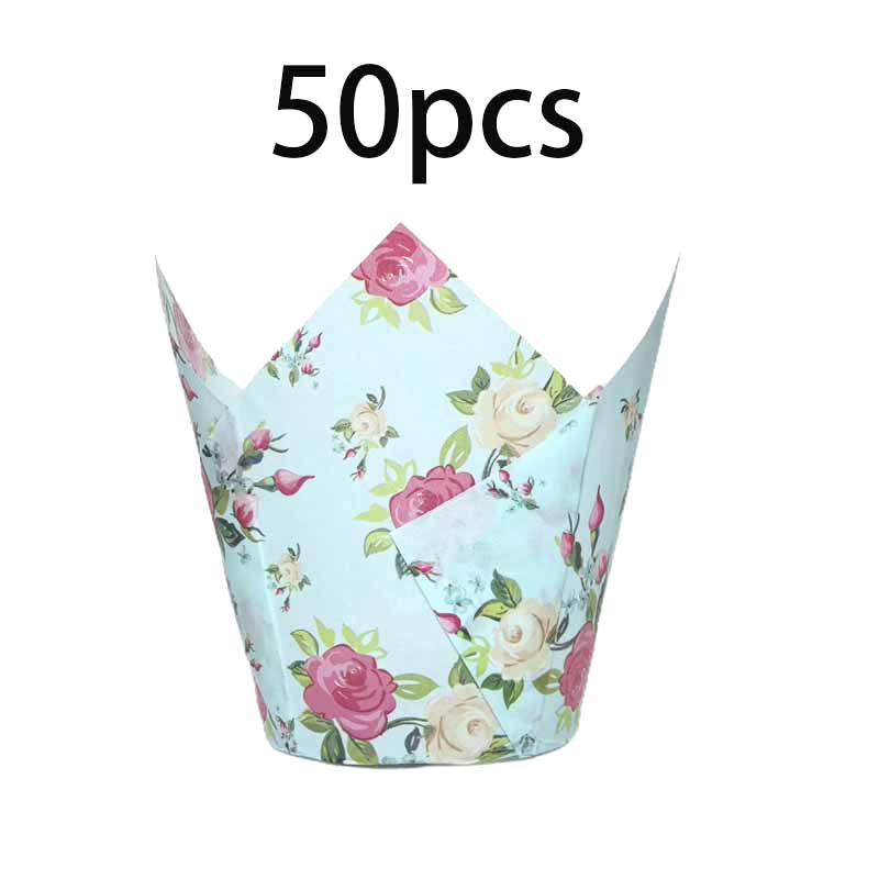 50Pcs Tulip Muffin Cupcake Paper Cups Oilproof Cupcakes Liner Baking Muffin Cup Cake Holder Decorating Tools Muffin Wrap Cases