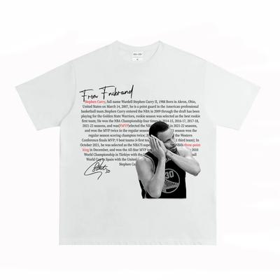 2025 Sommer Stephen Curry Gedenk-Kurzarm-T-Shirt Locker Hip-Hop Retro Baumwolle Basketball Lässig Rundhals-T-Shirt