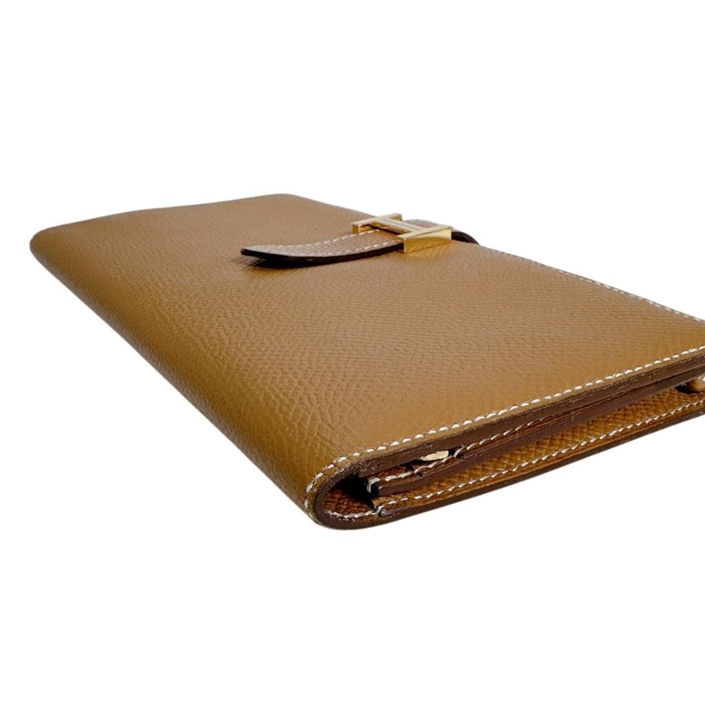 HERMES D stamped Beance fleet Long Wallet purse Bifold long wallet Epsom Brown Used