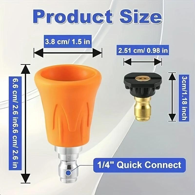 High-Pressure Washer Quick Connect Nozzle,Splash-Proof Fan Pattern Spray Head,Soft Skin Cover,0/15/25/40 Degree Spray Options