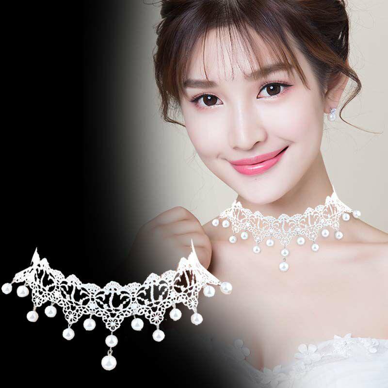 

Элегантное европейское и американское белое кружевное ожерелье на ключицу - изысканные модные украшения