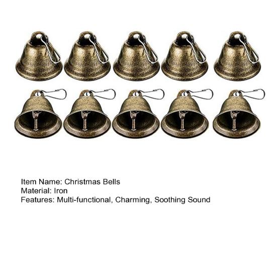 Small Bell Christmas Ornaments Vintage Brass Jingle Bells with Hook for Hanging Wind Chimes Making Home Wedding Christmas Party Decoration