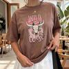 Wilder Westen Bullenschädel Shirt, Retro Rosa Cowgirl T-Shirt, Boho Wüstenlandschaft Oberteil, Western Rodeo Kleidung, Süßes Country Konzert Geschenk