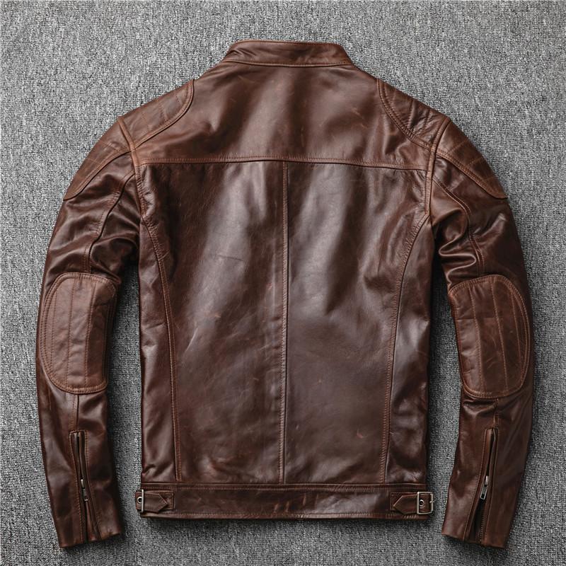 New Autumn and Winter Genuine Leather Jacket Men's Goat Leather Slim Stand Collar Short Casual Simple Men's Single Jacket