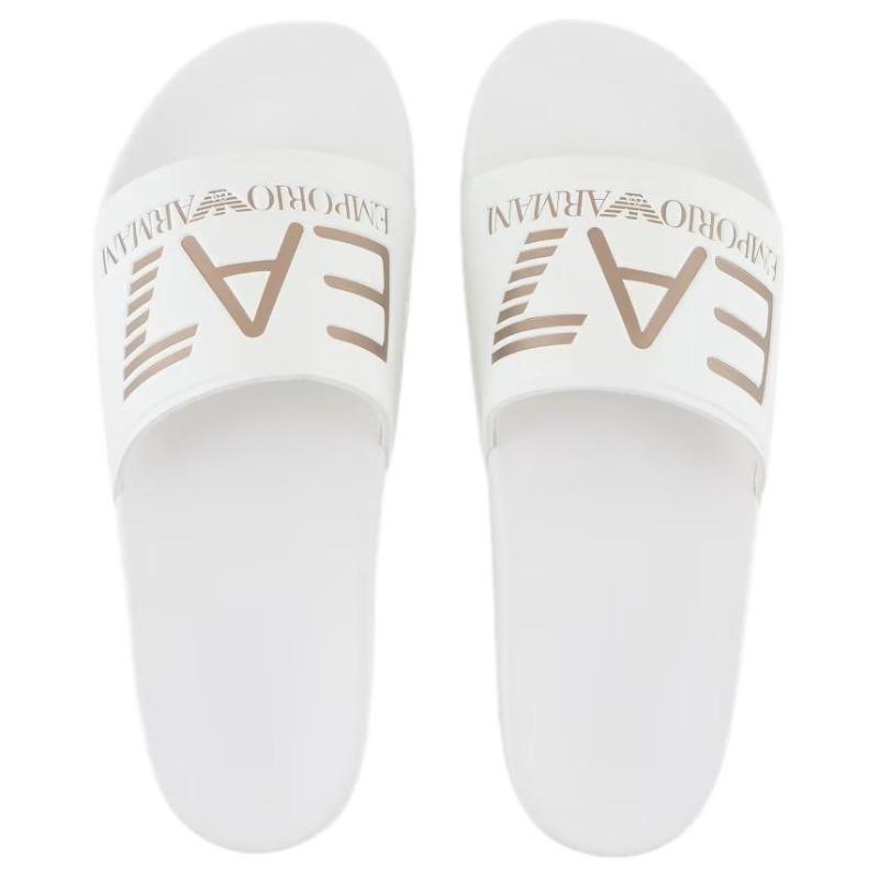 EMPORIO ARMANI EA7 Trendy Flat Silent Slide Slippers Unisex White 7X000108AF15118MZ095
