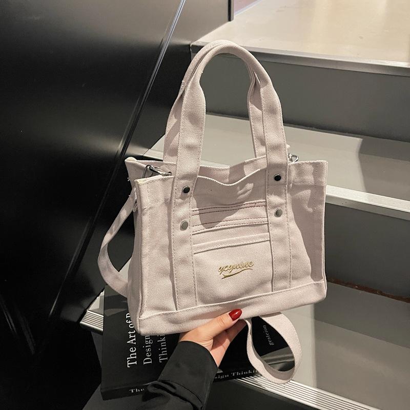 New Korean Multi-color Hand-to-wear Tote Canvas Small Bag for Women's Literary Crossbody Bag Versatile Hand-carrying Lunch Box Bento Bag