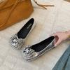 Fashion Rhinestone Silver French Square Head Flat Sole Shoes Women's Summer 2025 New with Skirt Retro Mary Jane Shoes