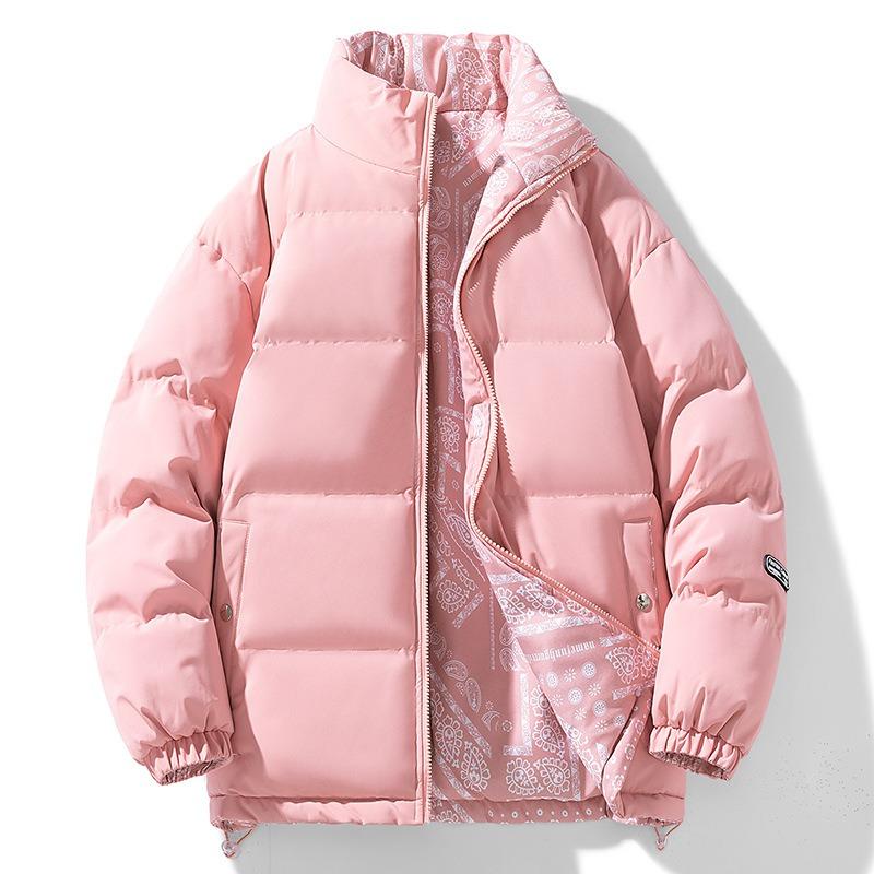 Double-sided Cotton-padded Clothes, Men's and Women's Winter Trendy Brand, Couple's Cotton-padded Clothes, Loose Stand-up Collar Cotton-padded Jacket.