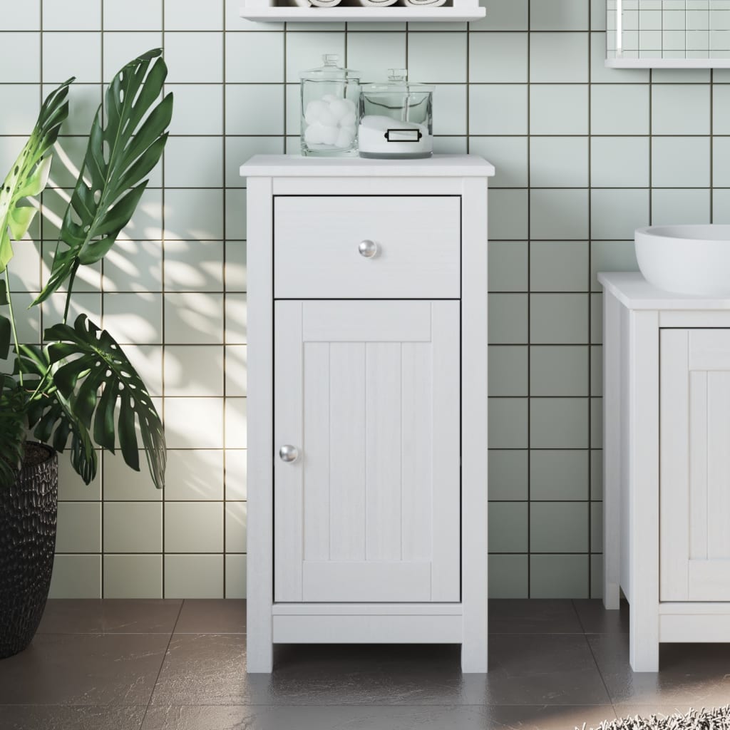 BERG Bathroom Cabinet White 40 x 34 x 80 cm Solid Pine Wood