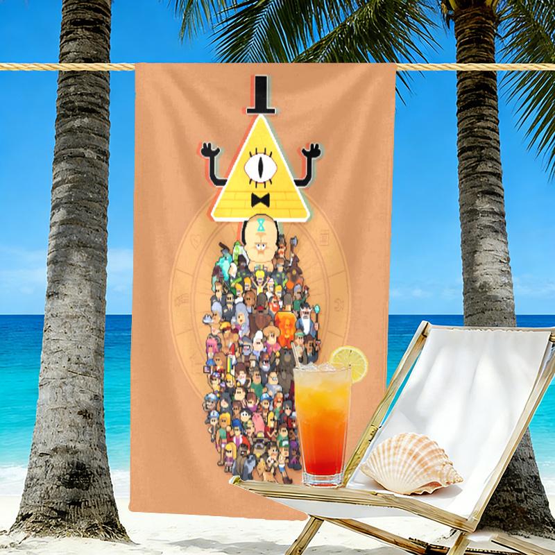 Gravity Falls Print Beach Towel Design, Soft, Lightweight. for Home Bathroom, Spa, Pool, Yoga, Surfing, Camping, Gift for Family, Friend