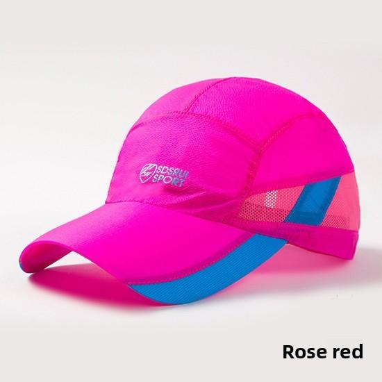 Summer Quickdry Cap With Breathable Sun Protection For Outdoor Running And Hiking Rose Red