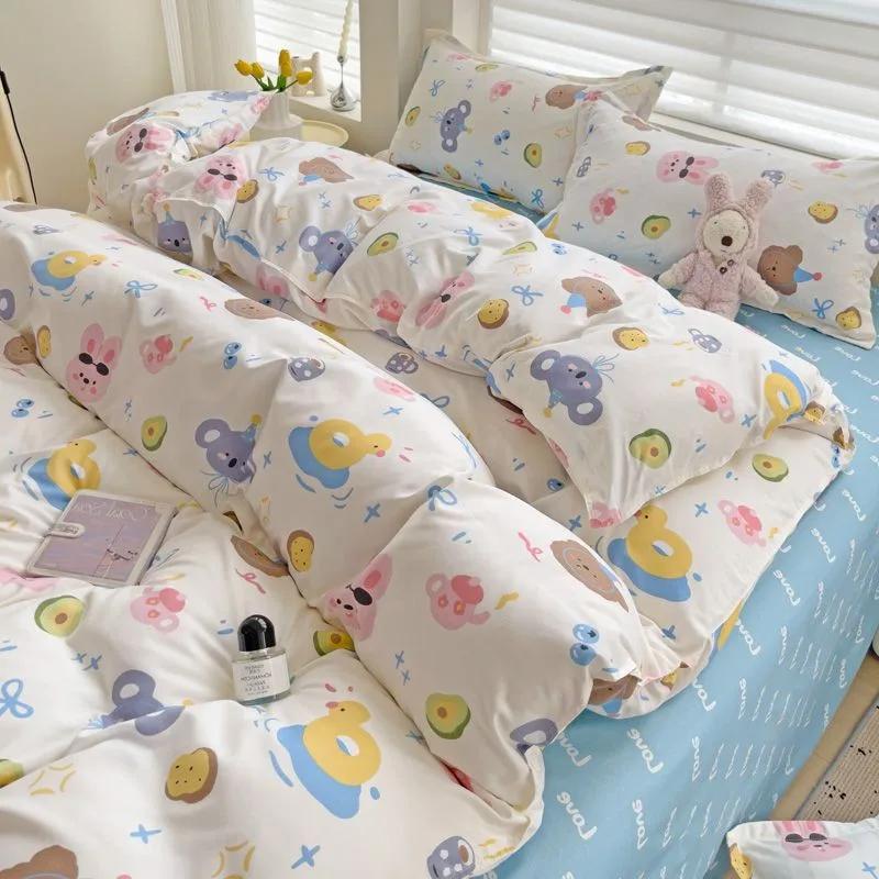 Summer Bedding Set Ins Twin Queen Duvet Cover Flat Sheet Pillowcase No Filler Girl Boys Hotel Home Bed Linens