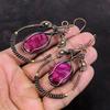 Faceted Kashmir Ruby Earring Copper Wire Wrapped Jewelry Gemstone Earrings Handmade Jewelry Copper Earring Gift For Women Wire Wrap Earring
