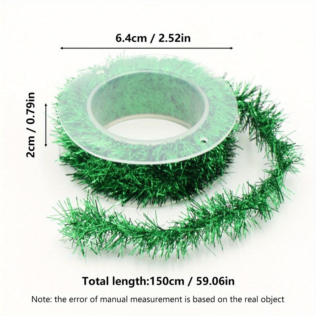 1pc Christmas Tinsel Garland Decoration - Metallic Shiny Ribbon for DIY Crafts, Festive Holiday Supply