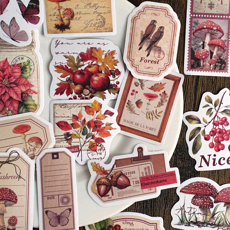 Yibird Etori Retro Floral Washi Sticker Pack - Time Imprint Series (32 Pieces)